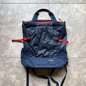 Patagonia Lightweight Travel tote backpack bag Navy/ Red